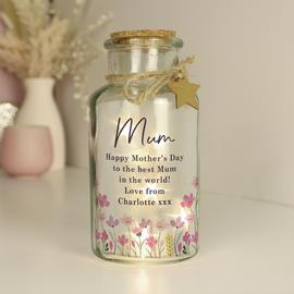 Personalised Message Floral LED Glass Jar Decoration