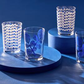 Habitat Blue Leaf & Wiggle Set of 6 Hi ball Glasses