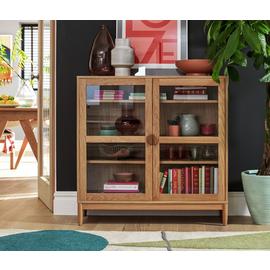 Habitat Cornelia 2 Door Glass Short Display Cabinet -Natural