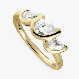 Revere Gold Plated Silver Trilogy Dress Ring