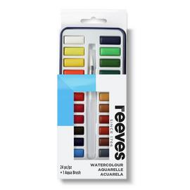 Reeves Watercolour 24 Pans with An Aqua Brush Tin Set