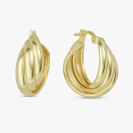 Revere 9ct Gold Plated Silver Three Layer Hoop Earrings