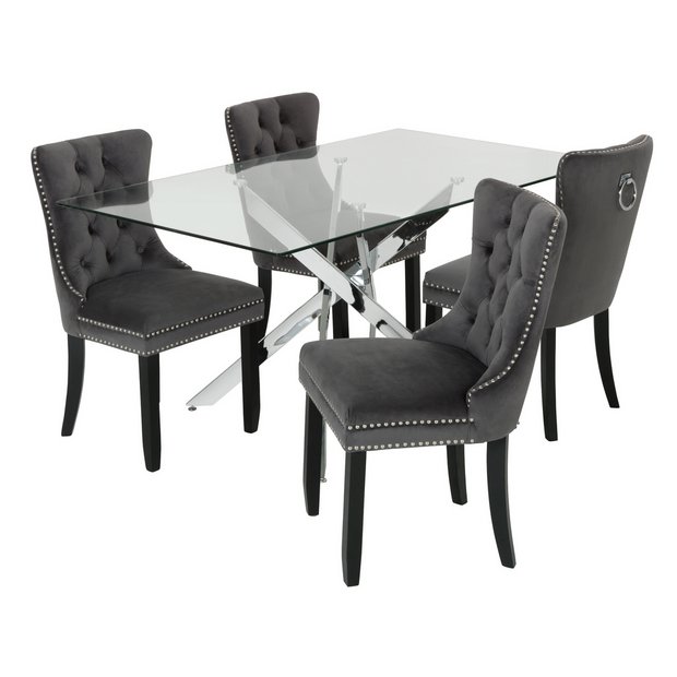 Buy Argos Home Blake Dining Table 4 Princess Chairs Charcoal