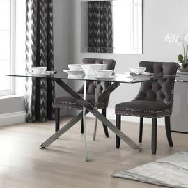 Argos Home Blake Glass Dining Table & 4 Charcoal Chairs