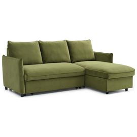 Kyoto Ruben Velvet Reversible Corner Sofa Bed - Olive