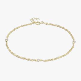 Revere 9ct Gold Plated Sterling Silver Pearls Anklet