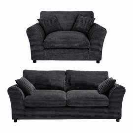 Argos Home Harry Fabric Chair & 3 Seater Sofa - Charcoal