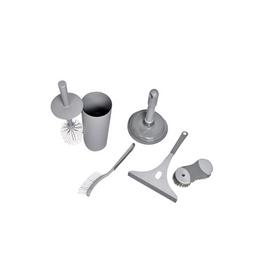 Argos Home 6 Piece Bathroom Cleaning Set - Grey