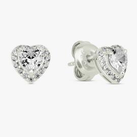 Revere Sterling Silver Cubic Zirconia Heart Stud Earrings