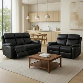 Aspire Kingsmere 3 & 2 Seater Power Recliner Sofa - Black