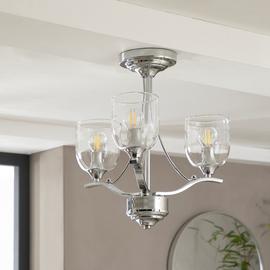 Argos Home Fae 3 Light Glass Ceiling Fitting - Chrome