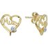 Moon & Back Gold Plated Diamond Accent Mum Heart Earrings