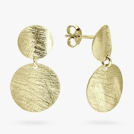 Revere Yellow Gold Plated Brushed Disc Drop Earrings