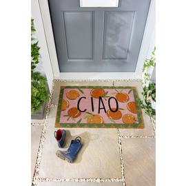 My Mat Printed Coir Ciao Orange Doormat - 45X75cm
