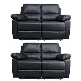 Argos Home Toby Pair of 2 Seater Recliner Sofa - Black