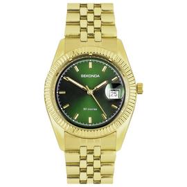 Sekonda Men's Gold Plated Case & Green Dial Bracelet Watch