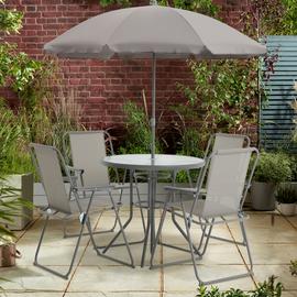 Argos Home 4 Seater Metal Patio Set - Light Grey