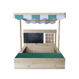 Chad Valley Wooden Sand Pit With Canopy And Blackboar