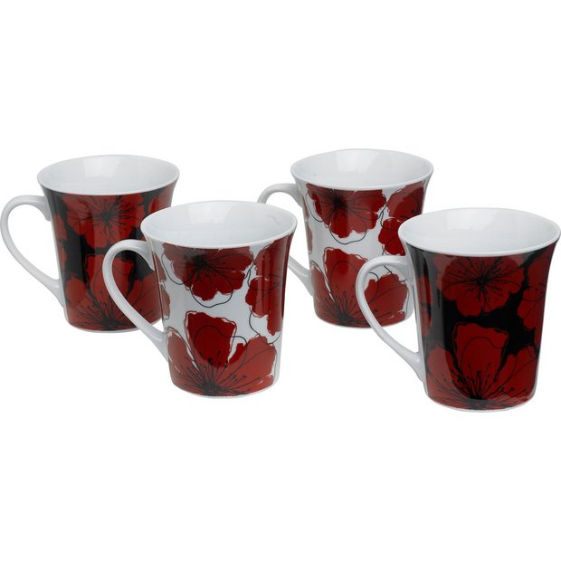 Buy HOME Set of 4 Poppies Mugs at Argos.co.uk Your Online Shop for