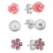 Revere Kid's Silver Crystal Set of 3 Stud Earrings