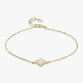 Revere Gold Pleated Silver MOP Clover Charm Bracelet
