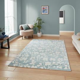 Catherine Lansfield Floral Blue Short Pile Rug