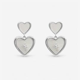 Inicio Sliver Plated Mother of Pearl Heart Drop Earrings