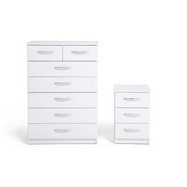 Argos Home Hallingford Gloss 2 Bedsides & 5+2 Drawer Set