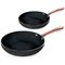 Tower Linear 2 Piece Aluminium Frying Pan Set - Rose Gold 