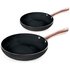 Tower Linear 2 Piece Aluminium Frying Pan Set - Rose Gold 