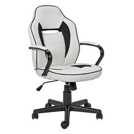 Argos Home Faux Leather Mid Back Gaming Chair -White & Black