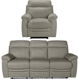 Argos Home Paolo Chair & 3 Seater Manual Recliner Sofa -Grey