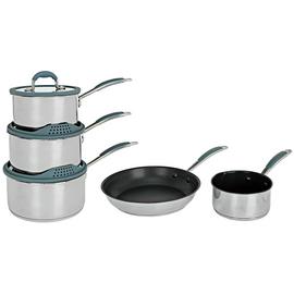 Habitat 5 Piece Stainless Steel with Silicone Rim Pan Set