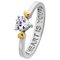 Moon & Back Silver and 9ct Gold CZ Heart Message Ring