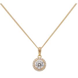 Revere Gold Plated Silver Halo Pendant 18 Inch Necklace