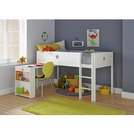 Argos Home Stars White Mid Sleeper, Desk & Kids Mattress