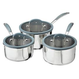Argos Home 3 Piece Stainless Steel with Silicone Rim Pan Set