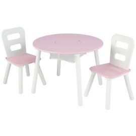 KidKraft Pink & White Round Storage Table & Chair Set