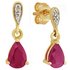Revere 9ct Yellow Gold Pear Ruby and Diamond Accent Earrings