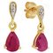Revere 9ct Yellow Gold Pear Ruby and Diamond Accent Earrings