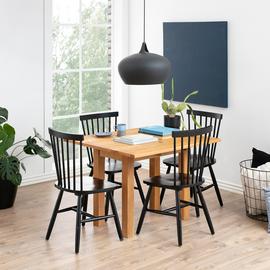 Furniture To Go Kenley Oak Dining Table & 4 Black Chairs