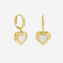 Inicio Gold Plated Mother of Pearl Heart Earrings