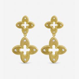 Jon Richard Gold Plated Textured Crystal Clover Earrings