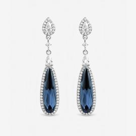 Jon Richard Silver Plated Crystal and Sapphire Drop Earrings