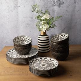 Code Maison 12 Piece Ceramic Inari Dinner Set - Black