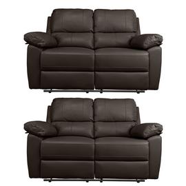 Argos Home Toby Pair of 2 Seater Recliner Sofa - Chocolate