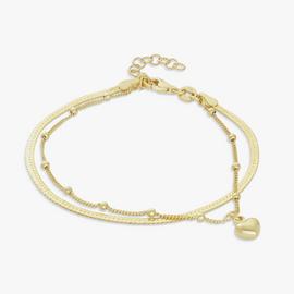Revere 9ct Gold Plating Double Strand Heart Charm Bracelet