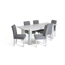 Argos Home Miami Extending Oak Dining Table &6 Grey Chairs