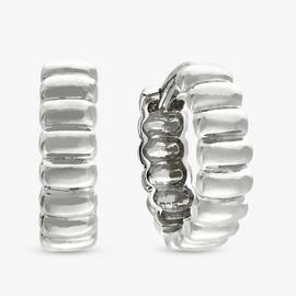 Revere Sterling Silver Ribbed Huggies Earrings