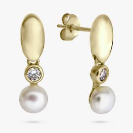 Revere Gold Plated Sterling Silver Long Drop Stud Earrings